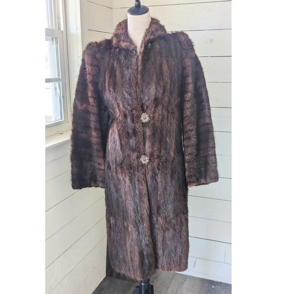 Vintage Maxi Mink Fur Coat Mod Elegance Women's Medium - Picture 1 of 14